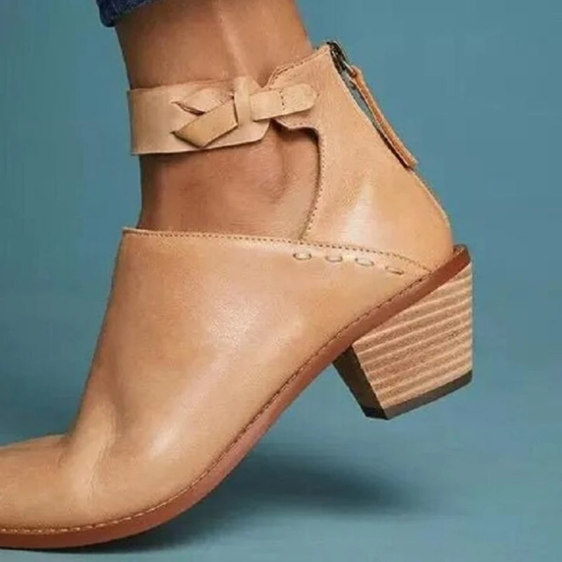 2019 г. Женские ботинки с вырезами повседневные кожаные ботильоны на молнии