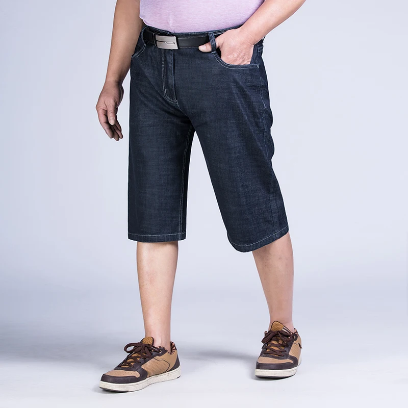 30-52 Plus Size 2021 Summer High Quality Men Baggy short Pants  Male Casual Denim Fashion Mens Knee lenght Jeans Trousers Street