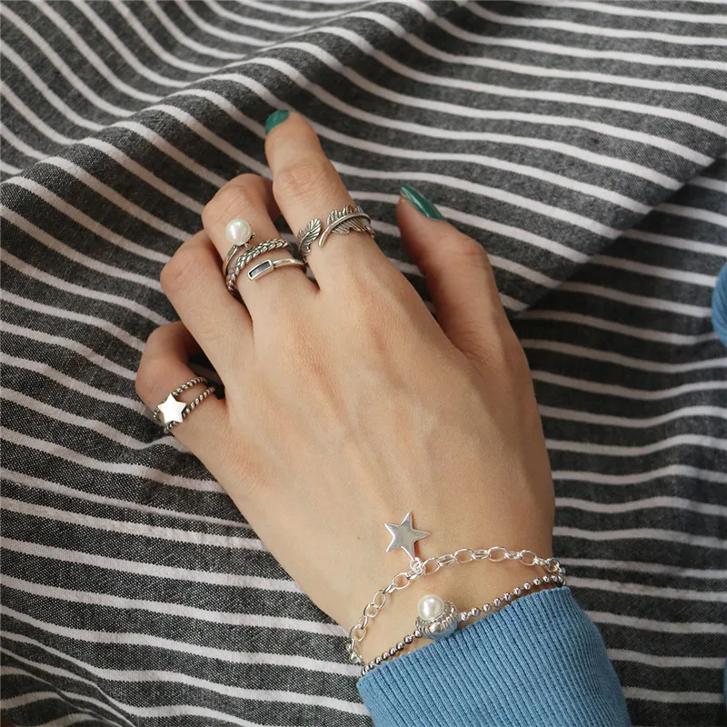 RUIYI корейский стиль Настоящее серебро 925 пробы браслет желание звезда жемчуг