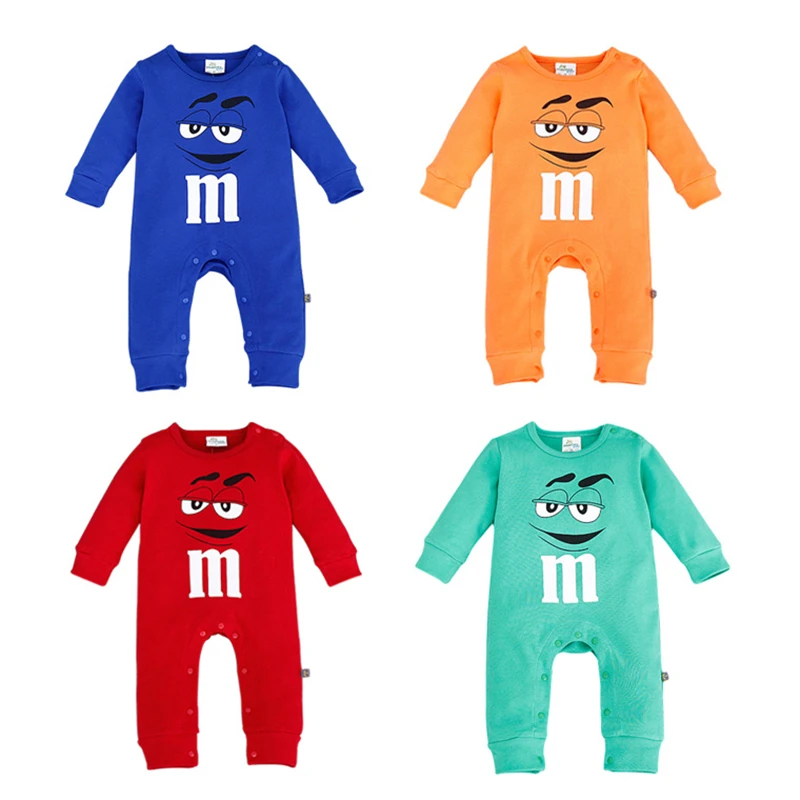 Infant Clothes Autumn NewBorn Baby Rompers Letter M Clothing Costumes Funny Face Kids Jumpsuit New Born Boys Clothes