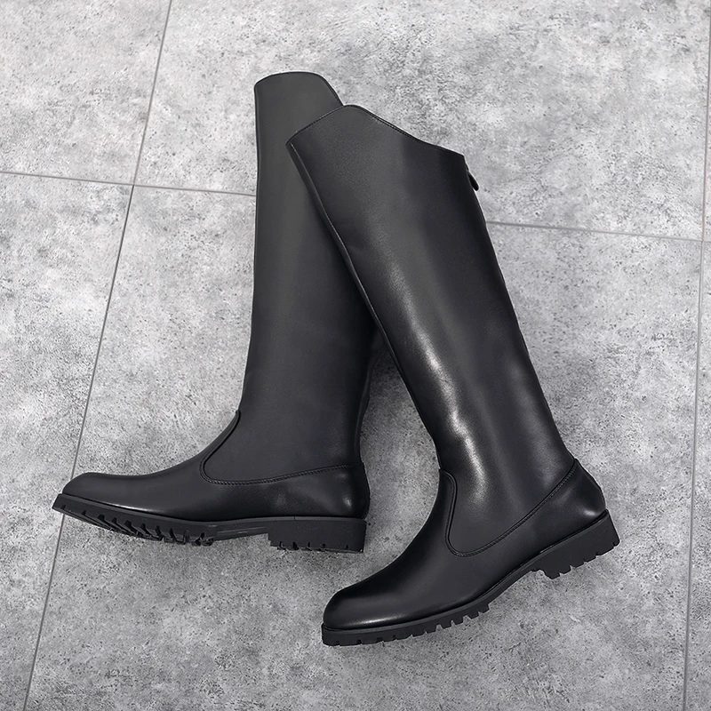 Мужские мотоциклетные ботинки из коровьей кожи коричневые большого размера с