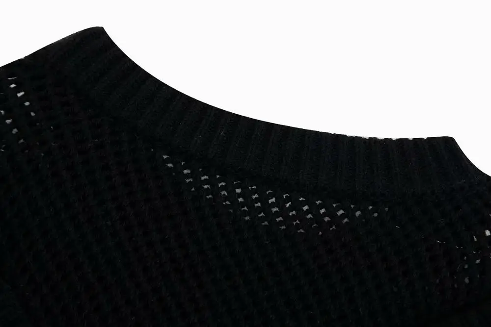 CFK женские зимние свитера с круглым вырезом Рюшами Длинный рукав бисером вязаные