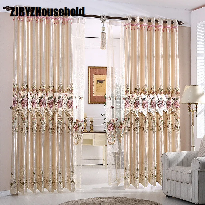 European Pastoral Korean Embroidery Curtain Shading Cloth Curtains for Living Dining Room Bedroom | Дом и сад