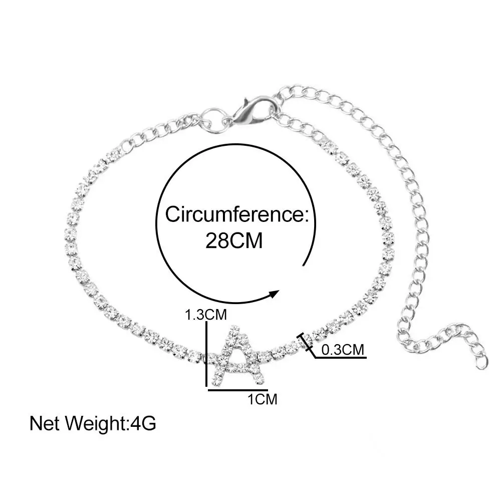 

New Fashion Simple 26 Initials Anklets Beach Foot Jewelry Bling Crystal Tennis Chain Letter Bracelet On The Leg For Women Gifts