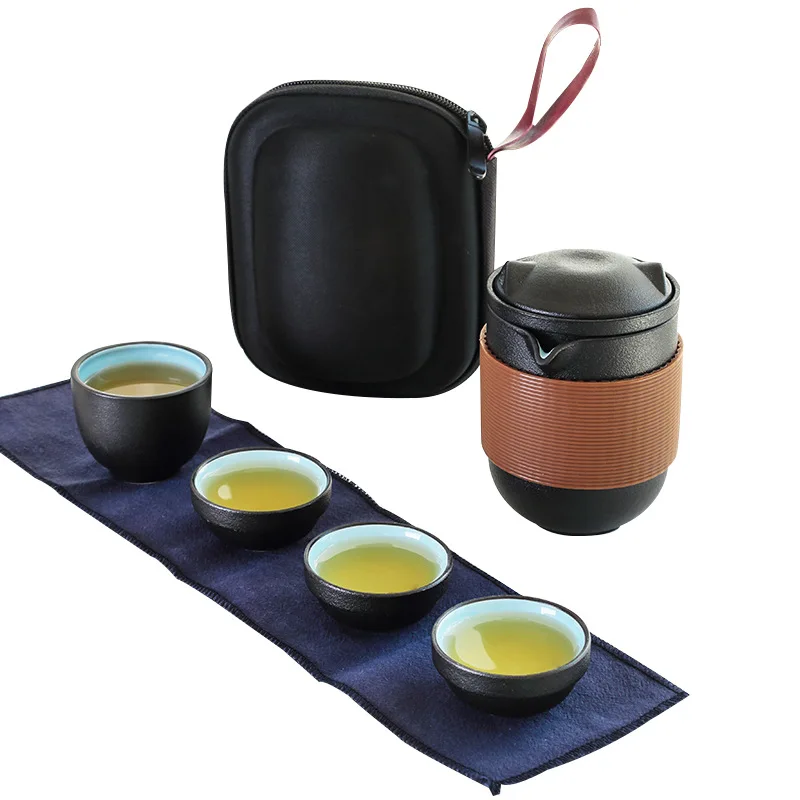 

Tea Set Chinese Kung Fu Tea Sets Ceramic Portable Teapot Set Outdoor Travel Gaiwan Tea Cups of Tea Ceremony Teacup Fine Gift B49