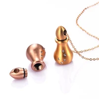 rose goldgold stainless steel cremation jewelry perfume bottle gourd memorial ash keepsake necklace urn pendant