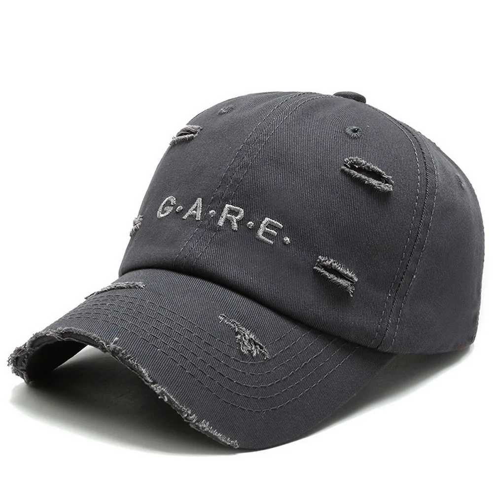 

Four Seasons Unisex Baseball Caps Casual Style Cotton Embroidered Letter Pattern Old Rough Edges Play Street Hats