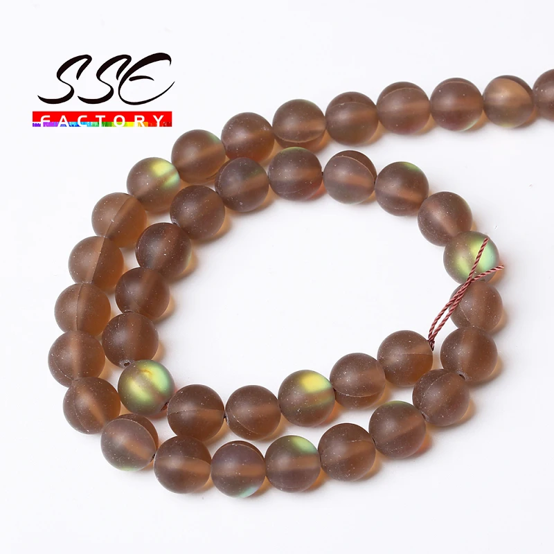 

A+ Austria Crystal Synthesis Glitter Matte Brown Moon Stone Beads 15'' For Jewelry Making DIY Bracelet Accessories 6 8 10 12 mm