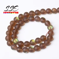 a austria crystal synthesis glitter matte brown moon stone beads 15 for jewelry making diy bracelet accessories 6 8 10 12 mm