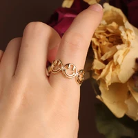 2020 korean version of personality simple and versatile smiley ring female adjustable cold style temperament student