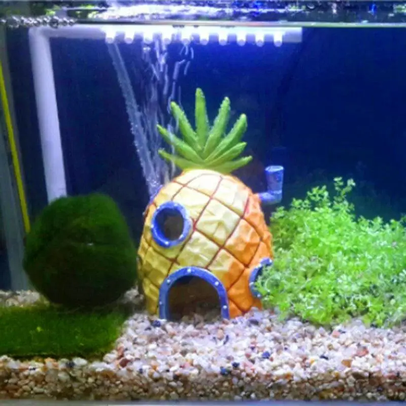 Fish Tank Aquarium Decor For SpongeBob &amp Squidward House Pineapple Cartoon Home Ornaments Accessories | Дом и сад