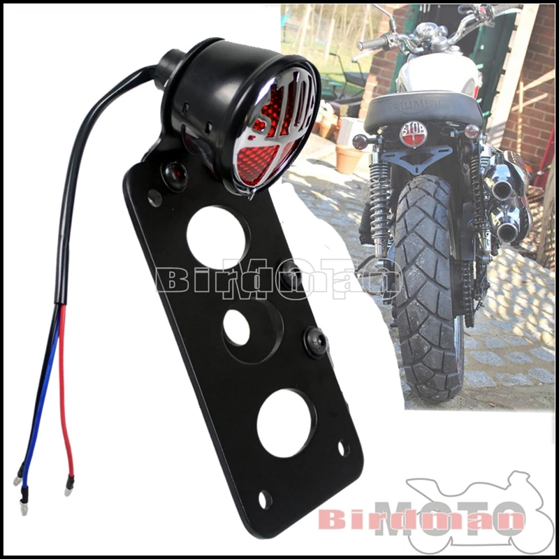 

Motorcycle Retro Side Mount License Plate Light Bracket Rear Brake Taillight for Harley Softail Dyna Cafe Racer Custom Chopper