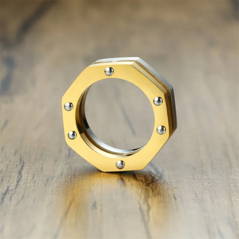 Unique Pattern Ring Stainless Steel Two-tone Gold Silver Personality for Men Women Great Holiday Gifts Unisex New | Украшения и