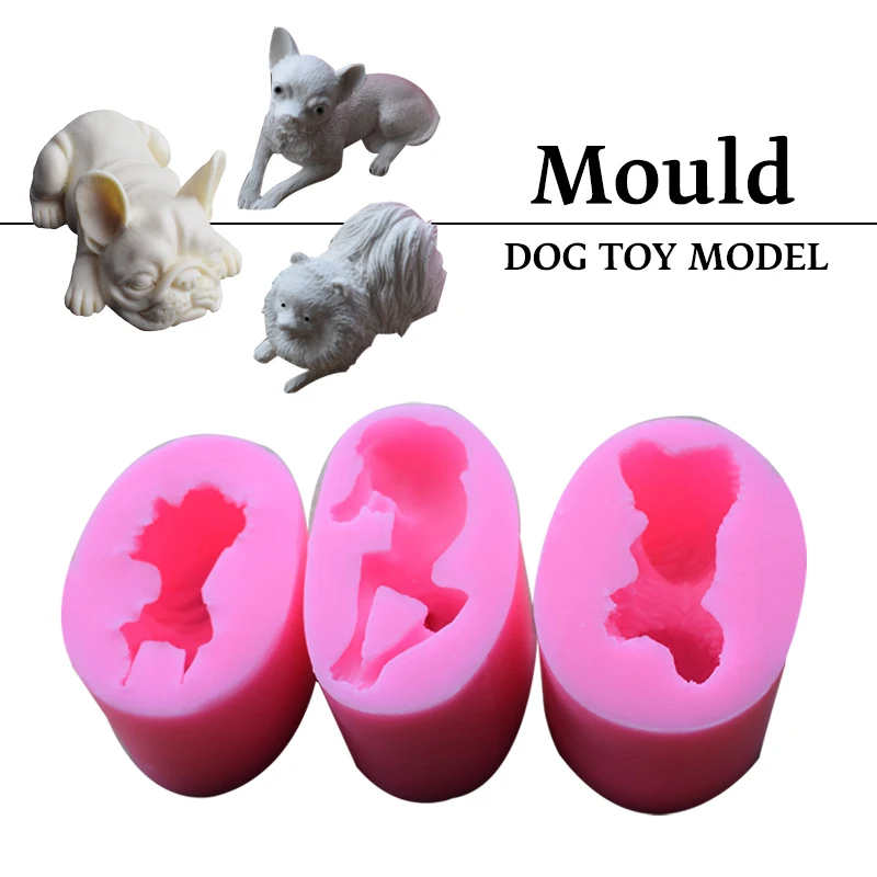 

Cute Bulldog Puppy Animal Silicone Mold Concrete Cement Diy Tool Shar Pei Epoxy Mould 3D Bulldog Mousse Cake Mold