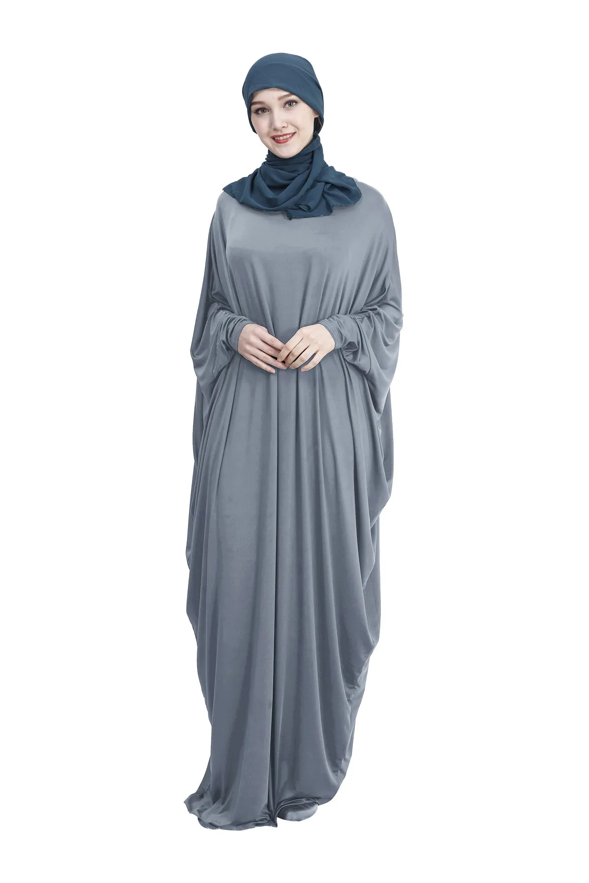 Fashion Women Prayer Long Dress Abaya Muslim Ramadan Maxi Kaftan Robe Islamic Loose Dubai Bat Sleeve Caftan Worship Clothing |