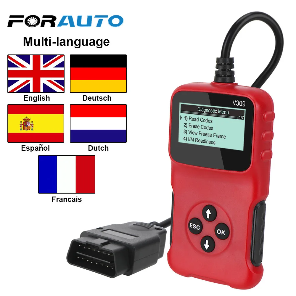 

Цифровой Дисплей Plug and Play автомобильный диагностический инструмент ELM 327 V309 OBD2 считывателя кода OBD 2 сканер OBDII