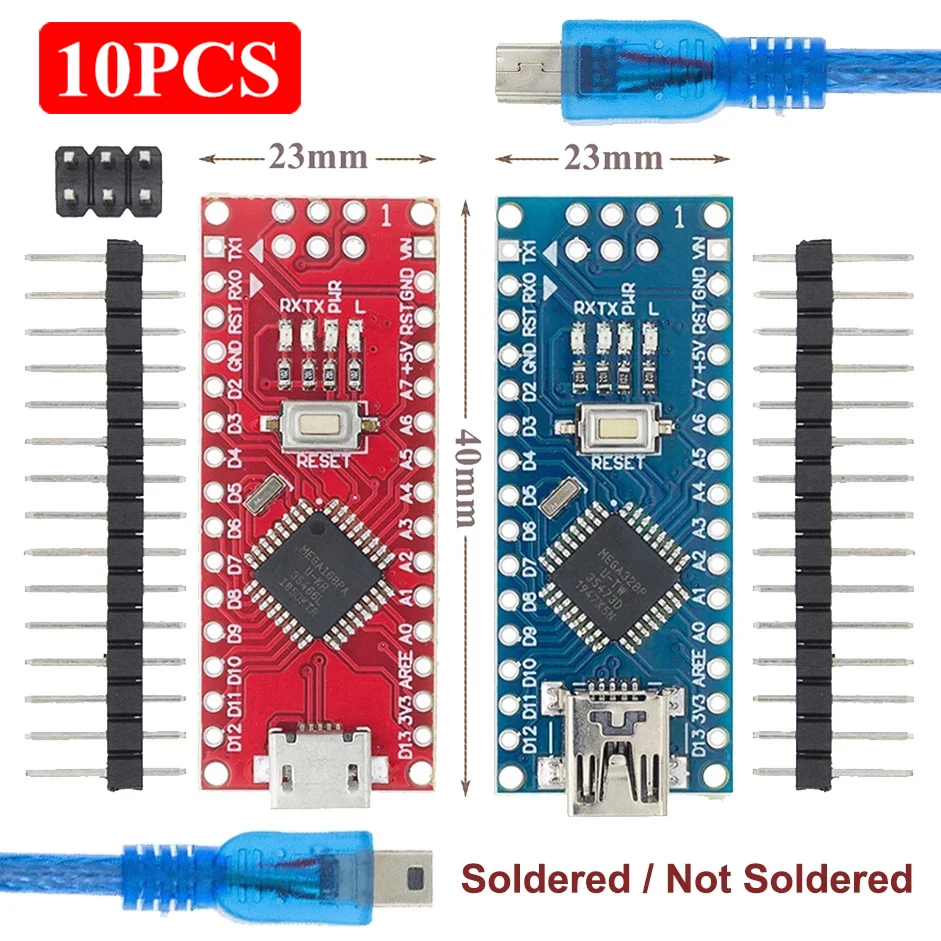 Контроллер Nano V3.0 ATMEGA328P/168P с кабелем usb совместимым драйвером USB arduino CH340
