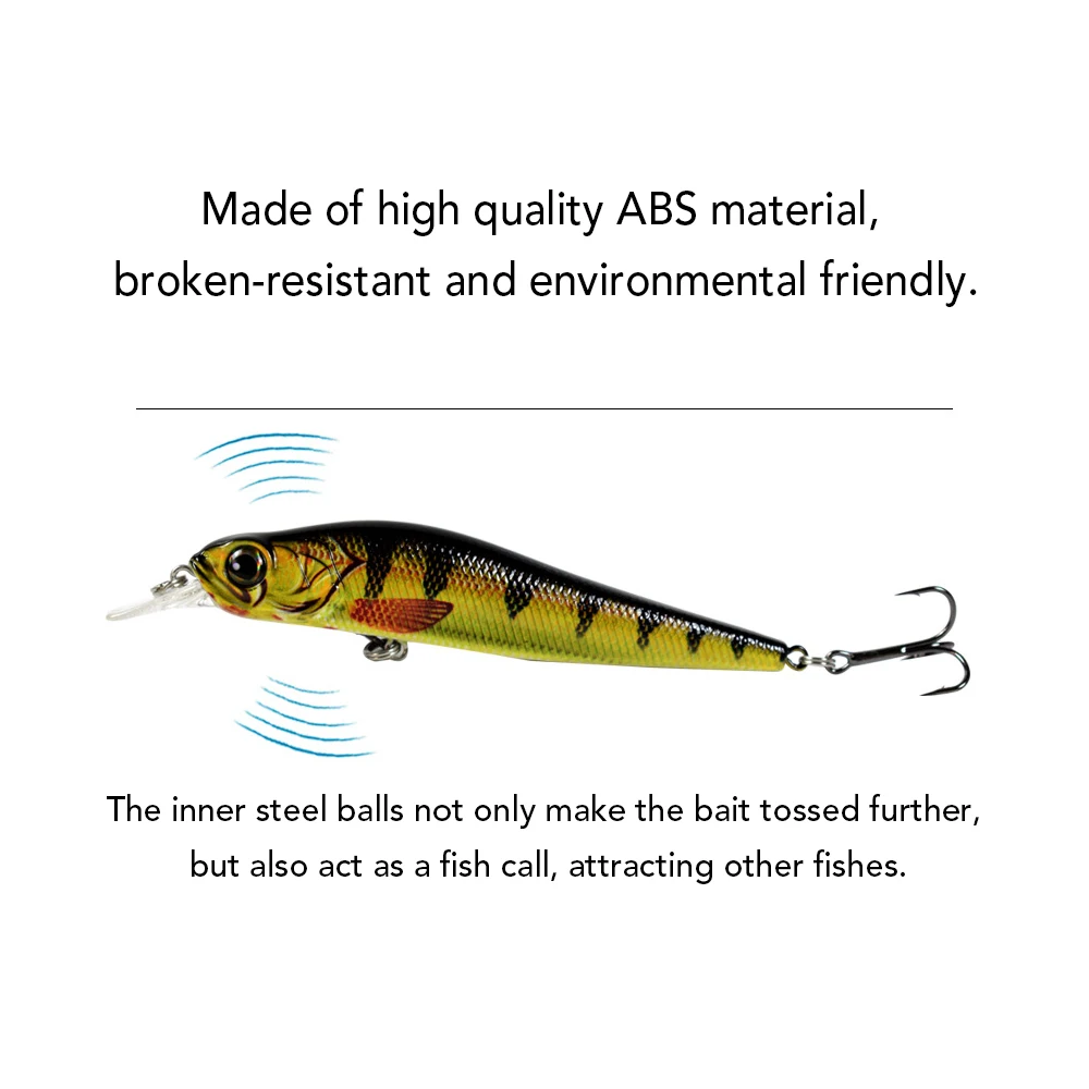 5Pcs 4.5in Bionic Fishing Lure Hard Body Floating Bait Bass Artificial Lifelike Crankbait Hooks Tackle | Спорт и развлечения