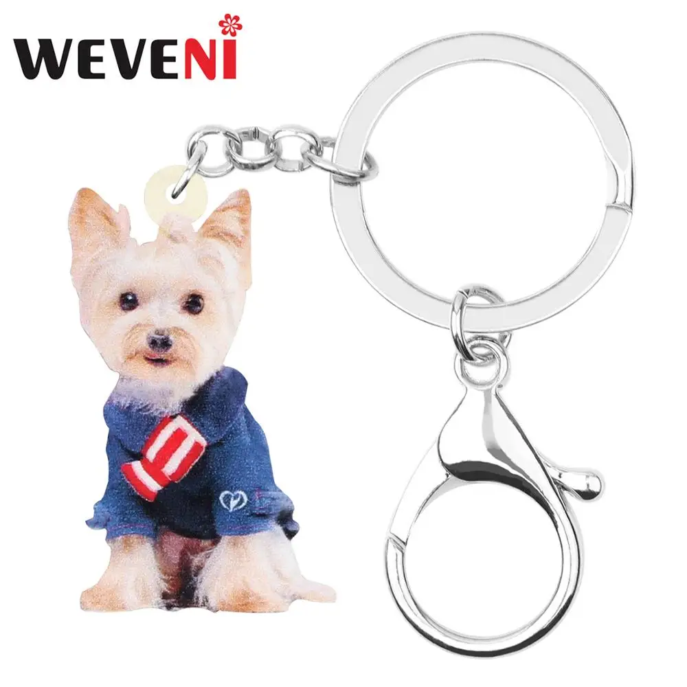 WEVENI акриловые Костюм йоркширского терьера связка для ключей в виде собаки из