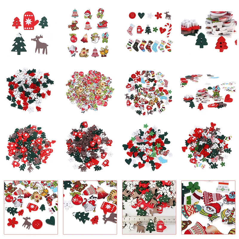 

100pcs/pack Christmas Wooden Hanging DIY Wood Snowflake Elk Gloves Christmas Tree Hanging Ornaments Xmas Crafts