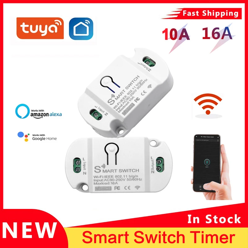 

10A WiFi Smart Switch Timer DIY Wireless Switches Smart Home Automation Compatible With Tuya Alexa Google Home Automation Module