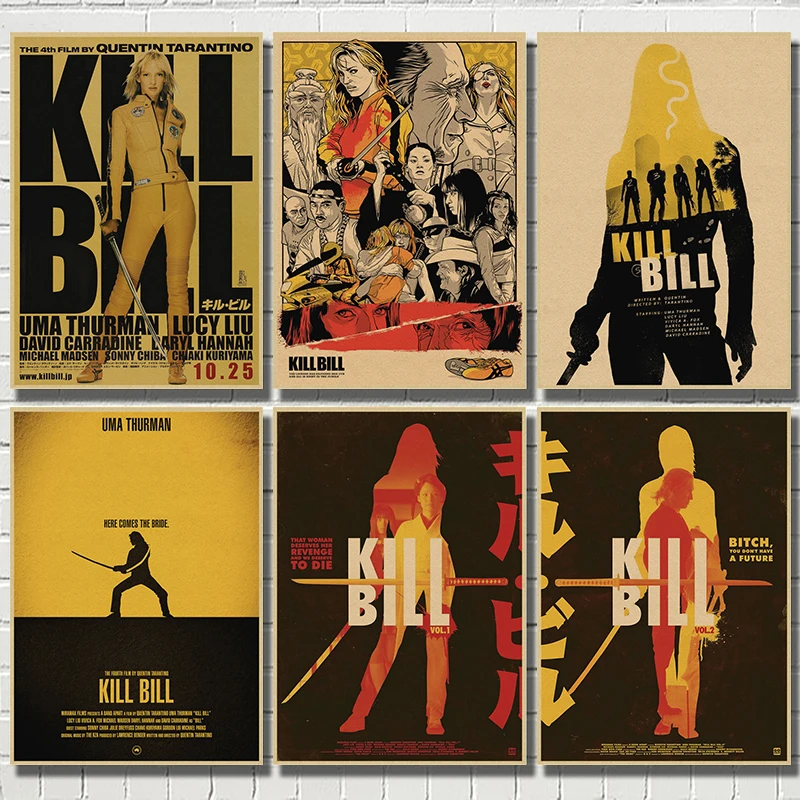 Kill Bill классический ретро фильм крафт бумага постер Бар Кафе гостиная столовая