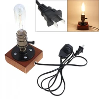 retro style vintage industrial single socket table bedside desk lamp wooden base creative edison light bulb included home new