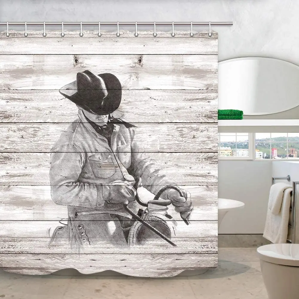 

Ковбойская занавеска для душа в западном стиле, Мужская занавеска для душа в стиле кантри для верховой езды, американский Западный