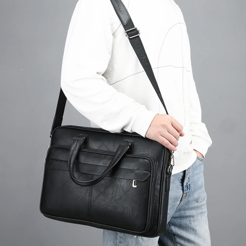 

Men Messenger Computer Bag Man 14-inch Leather Laptop Briefcase Handbag Single Shoulder Bolso Bags Bandolera Hombre Sac Homme