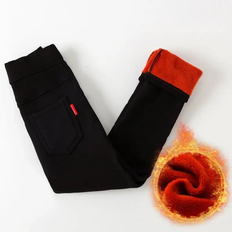 Теплые детские джинсы для девочек с имитацией зимние плотные бархатные длинные