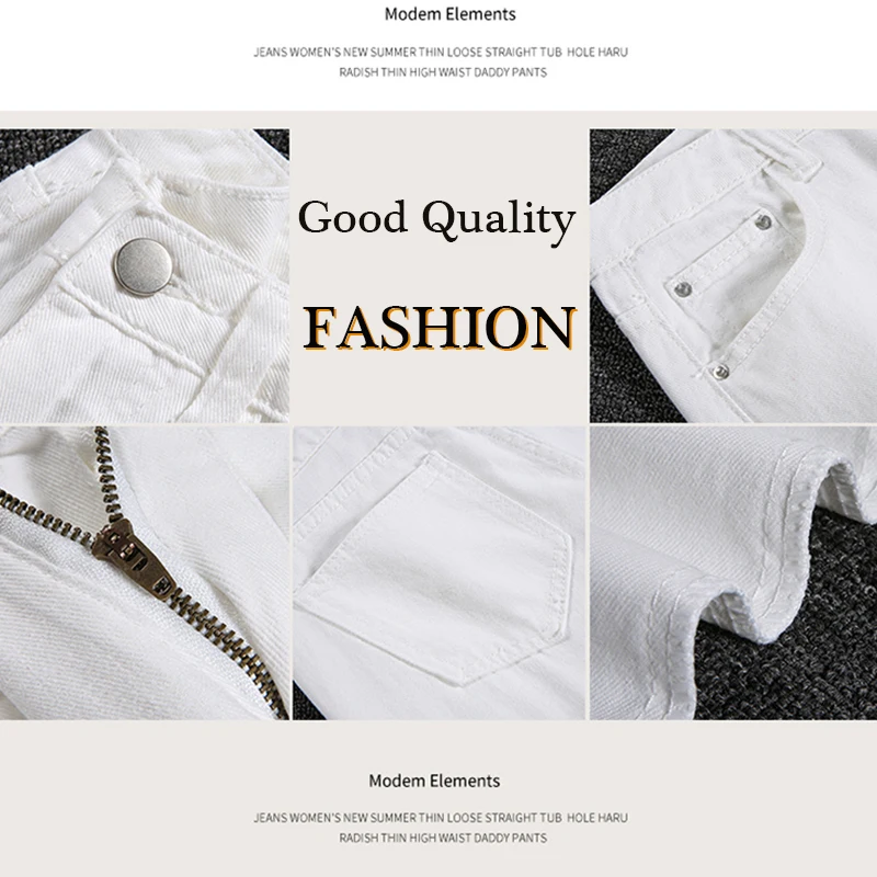 

2021 New Casual White Jeans for Ladies Fashion High Waist Loose Wide-legged Women Pants Female Trousers Spring