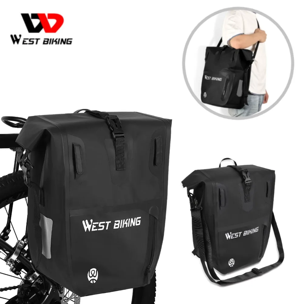 

WEST BIKING 25L Bicycle Bags Cycling Travel Trunk Bag Seat Saddle Pannier Waterproof Reflective MTB Bicycle Luggage Carrier Bag