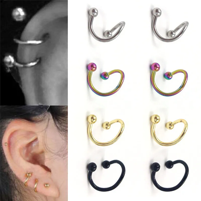 1 пара хирургическая сталь закрученный в спираль кольцо для губ носовые кольца 16