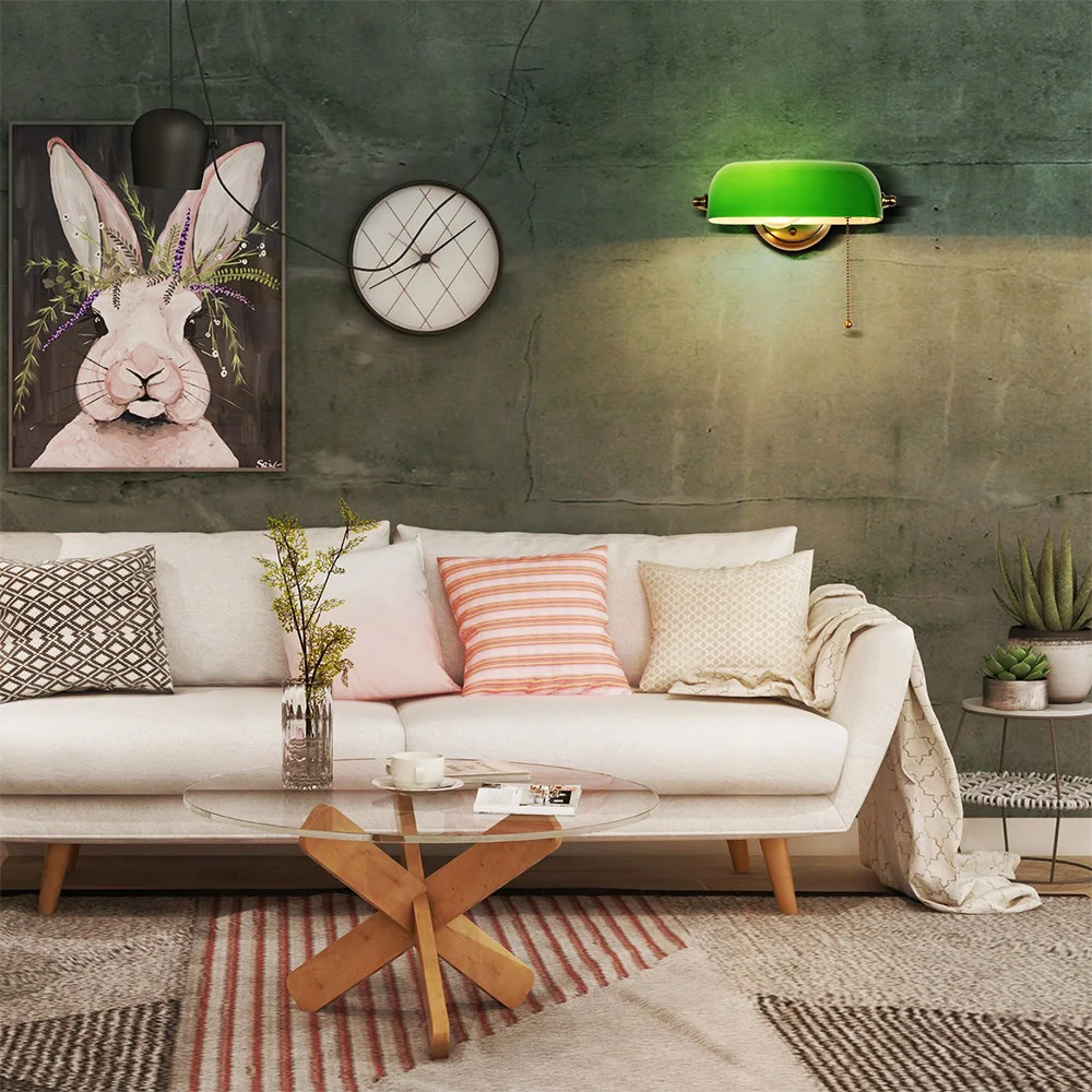 

Retro Traditional Green Banker Wall Lamp Vintage Wall Lights LED E27 for Bedroom Living Room Corridor Hotel Bedside Office Lamp