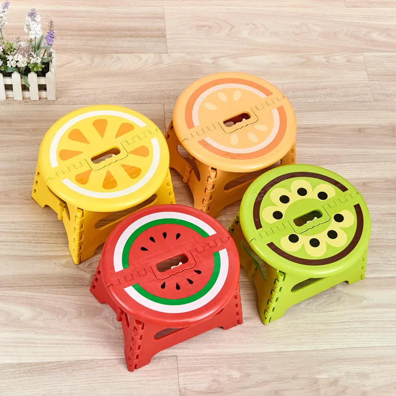 

Cartoon Creative Portable Low Stool Plastic Thickened Folding Stool Outdoor Household Fruit Bench Chair Living Room Furniture