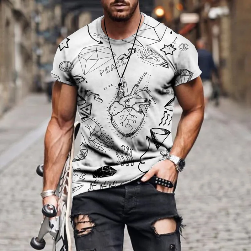 

2021 Summer 3D Printing T-shirt Creative Imagination Man's Short Sleeves Trendy Menswear Entleman Style Design Casual Tshirt Top