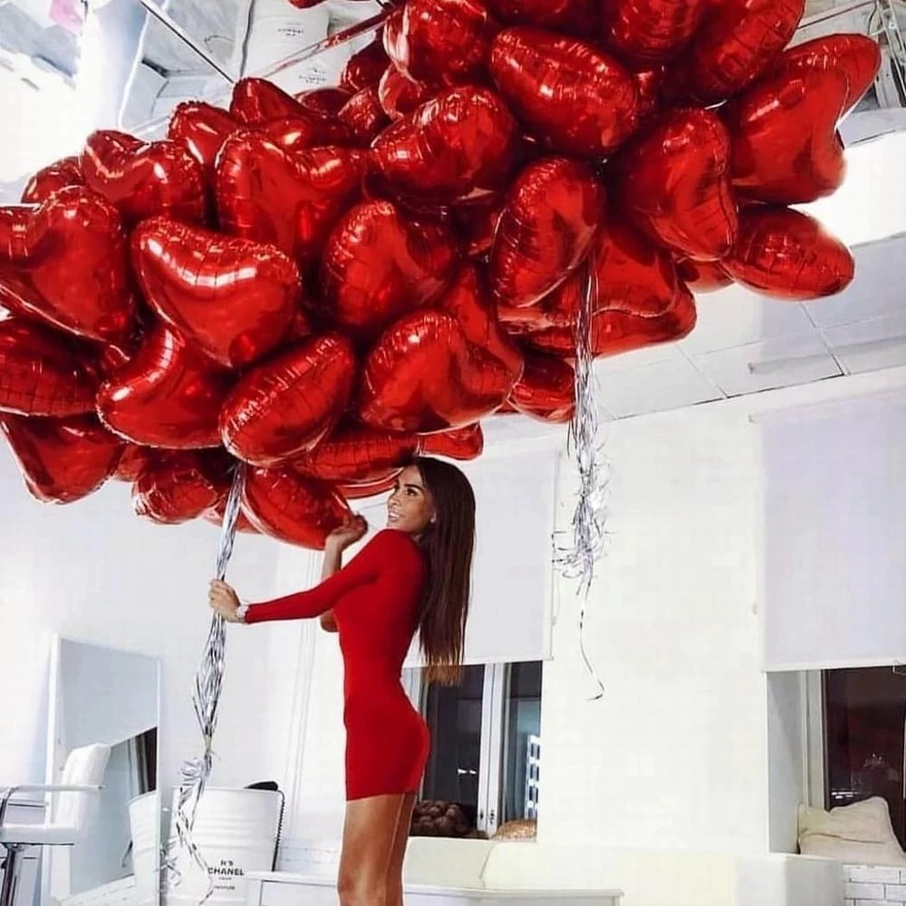 

50pcs 18inch Rose Gold Red Pink Love Foil Heart Helium Balloons Wedding Birthday Party Balloons Valentine's Day Globos Supplies