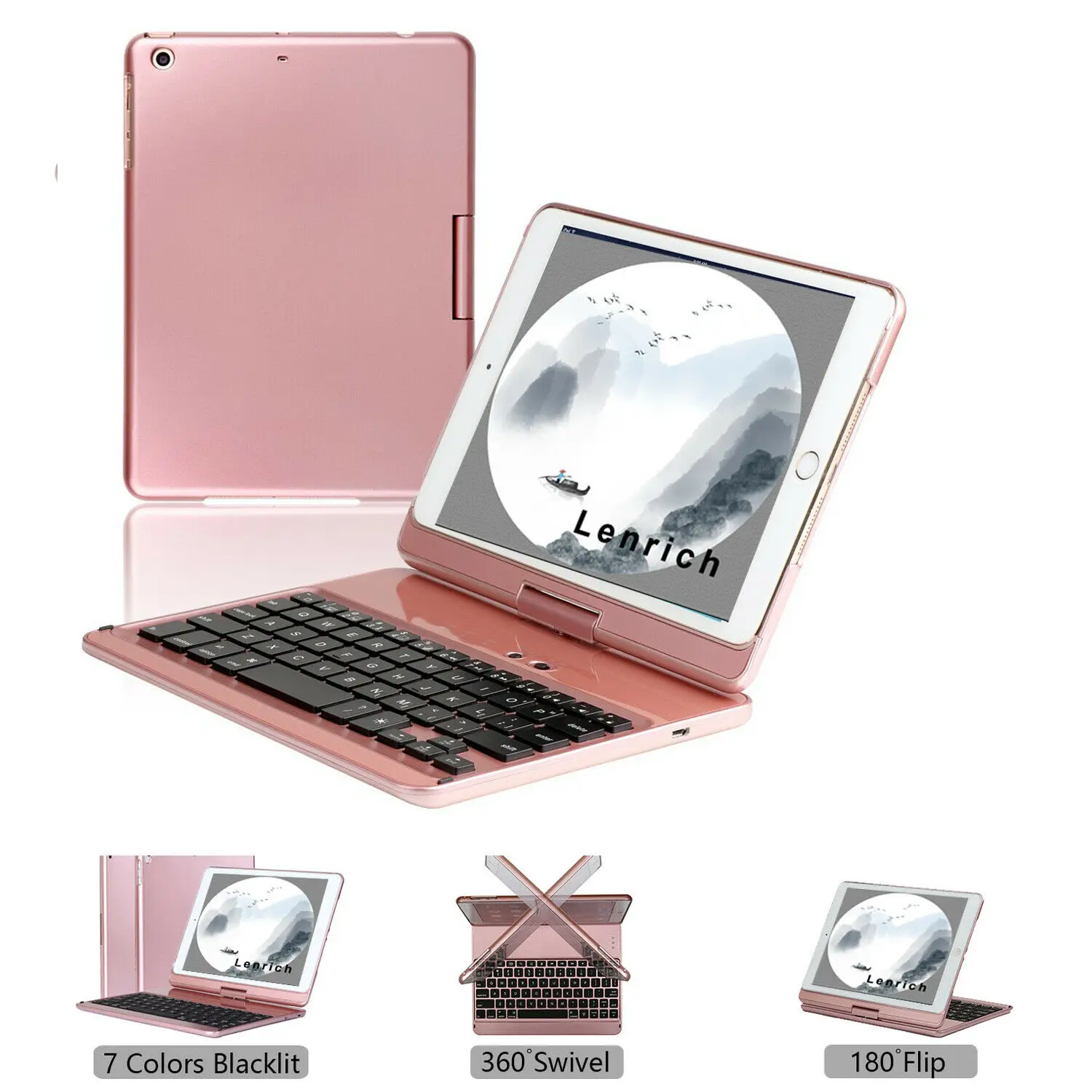 

Чехол-книжка для iPad MINI 3, 2, 1, беспроводная Bluetooth-клавиатура с подсветкой, Поворот на 360 градусов, пластиковый, функция автоматического сна/про...