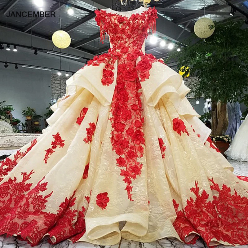 LSGT2580 роскошное красное платье с цветами для свадебной вечеринки выпускного