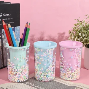 Круглый держатель для ручек карамельных цветов, стойка для хранения кистей для макияжа, настольный органайзер, вместительный Настольный держатель для карандашей, школьные и офисные канцелярские принадлежности