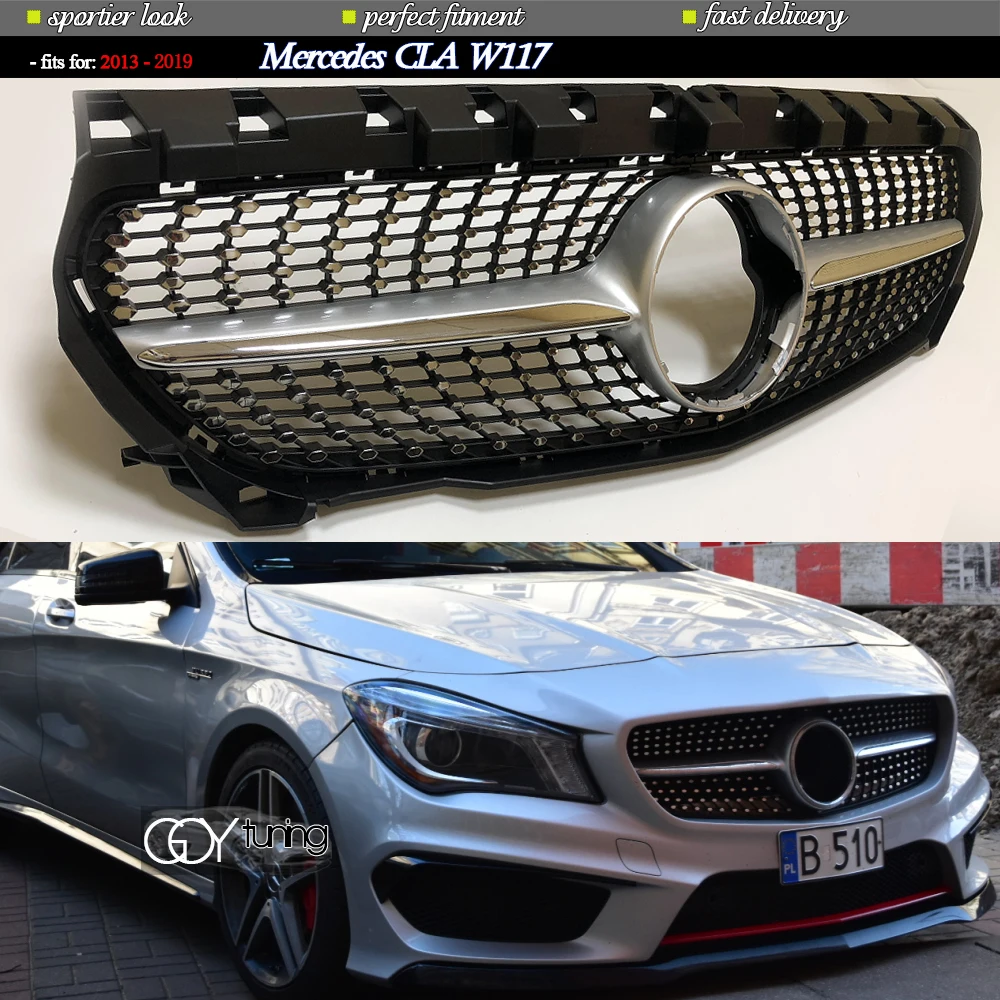 

Сменная решетка для переднего бампера со стразами, подходит для Mercedes CLA Class W117 C117 Coupe X117, тормоз для стрельбы 2013 - 2018