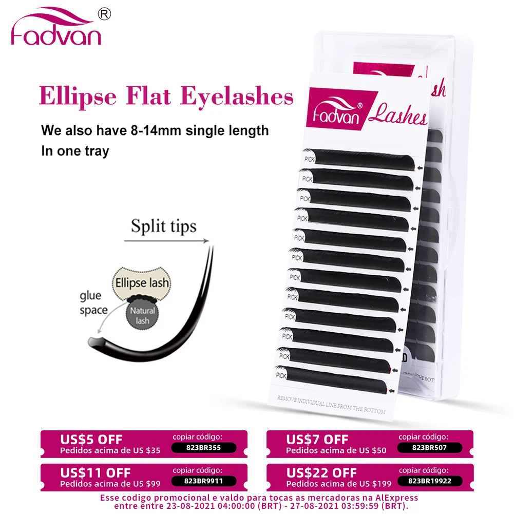 SUPER Mink Black Ellipse Flat Lashes Extensions Flat Eyelash Extension Semi-permanent Individual Very Soft Application-friendly