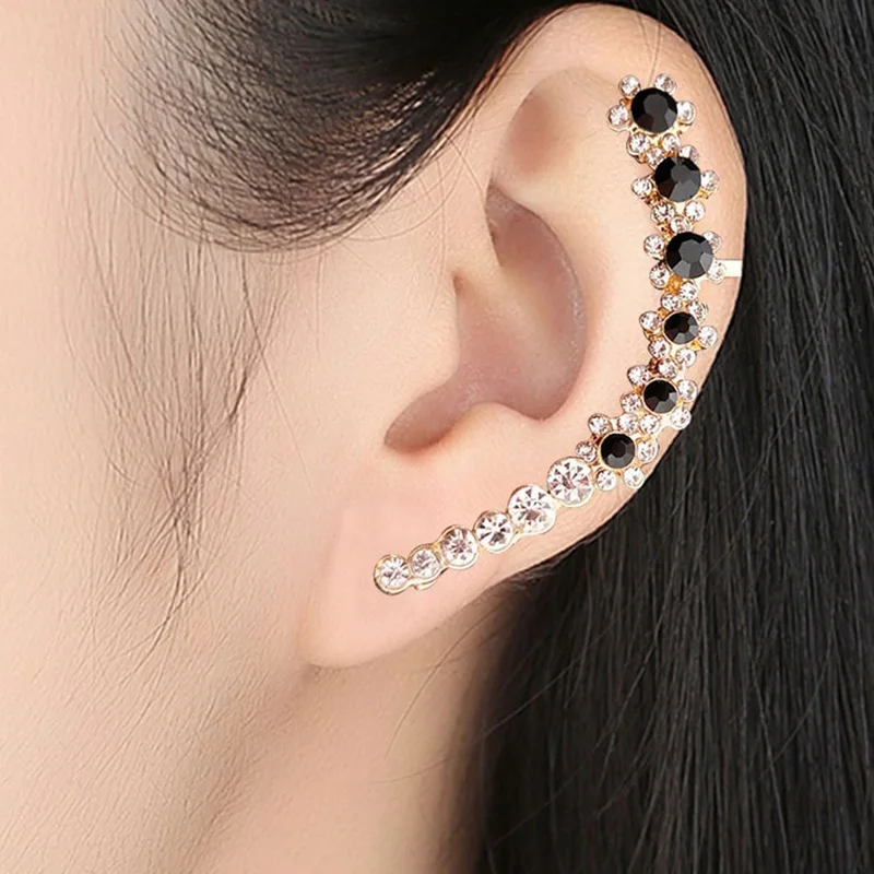 Bohemia Big Crystal Moon Ear Cuff Clip On Earrings 1Pc Exaggerated Earring Cuffs For Women Earrings Punk Gothic Jewelry