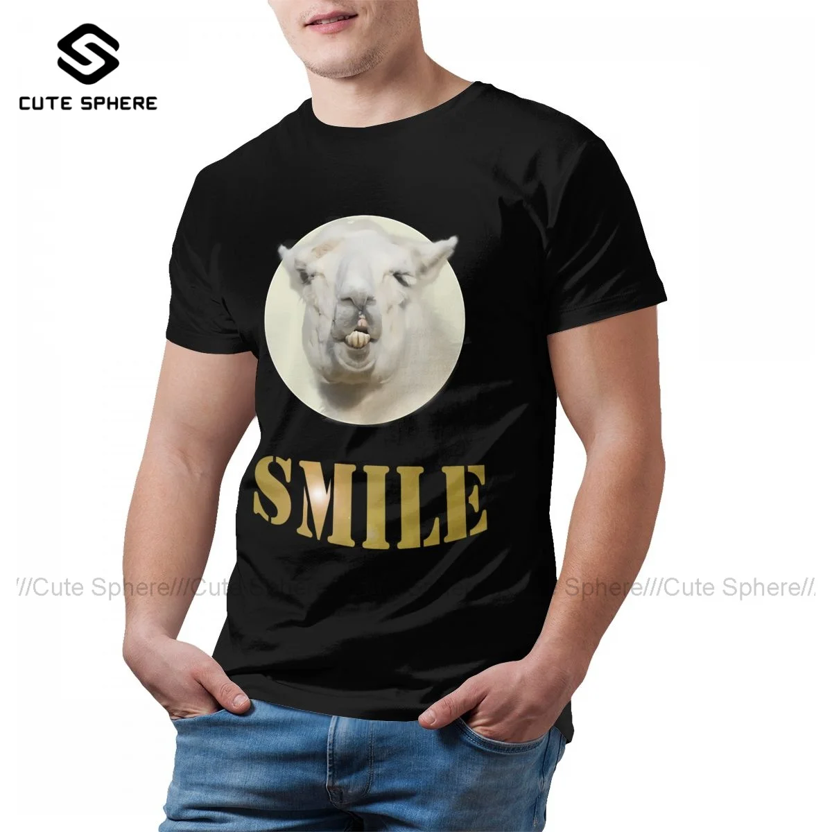 

Alpaca T Shirt Mens Casual Cotton Print Tee Shirt Short Sleeves Basic T-Shirt Big