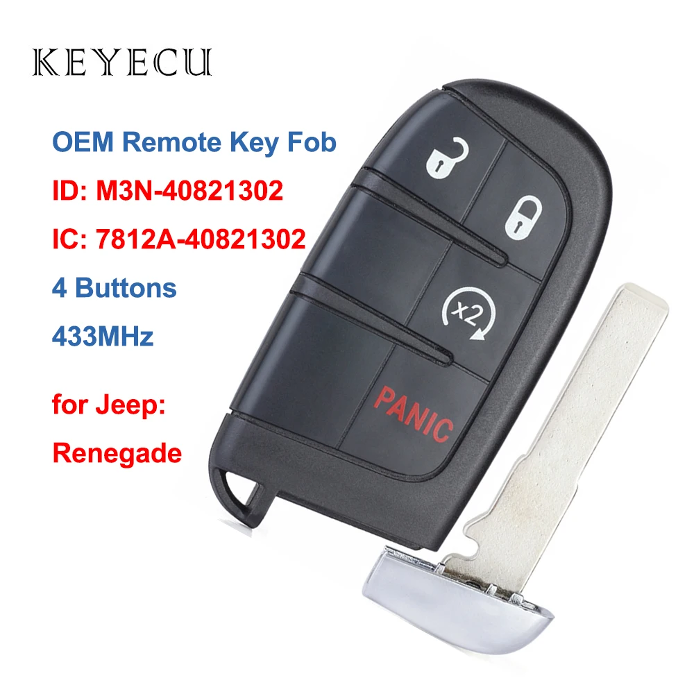 Keyecu OEM дистанционный смарт ключ-брелок 4 кнопки 433 МГц для Jeep Renegade 2015 2016 2017 2018 FCC ID: