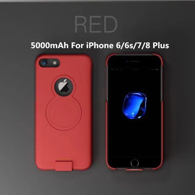 Red 2 Для iP 8/7/6 Расширенный чехол для аккумулятора телефона для iPhone 8/7/6s/6 Plus Беспроводной магнитный чехол для зарядного устройства для iPhone Xs/X - Цвет: Red 2