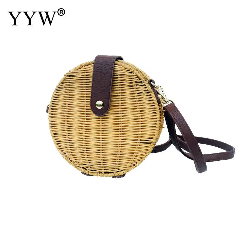 

Summer Handmade Straw Bags for Women Handbags Crossbody Bags torebka damska Messenger Bag Round Bag Leisure Armpit Bag Pink Bags