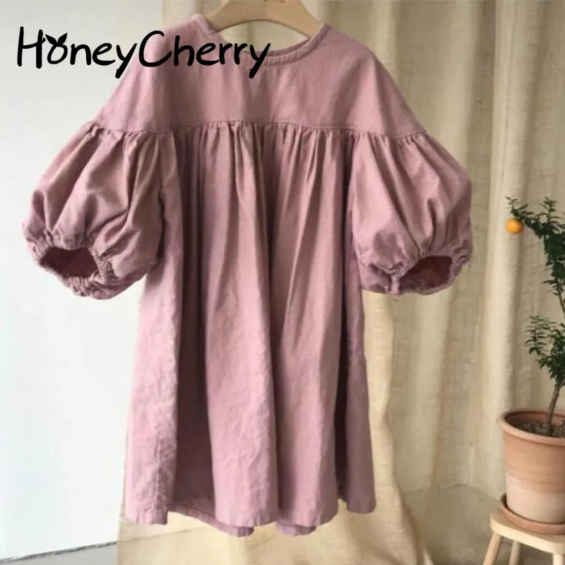 Вечерние платья для девочек HoneyCherry хлопковое платье с рукавами-фонариками