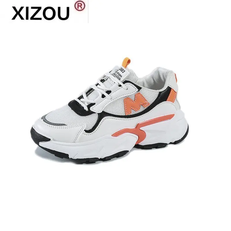 

Women Chunky Sneakers Vulcanize Shoes Korean Fashion New Female Black White Platform Thick Sole Running Casual Shoe Woman 5 Colo