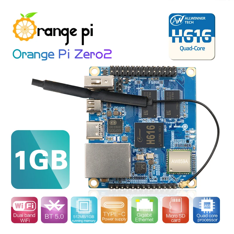 Orange Pi Zero 2 1 ГБ ОЗУ с чипом Allwinner H616 поддержка BT Wi-Fi запуск ОС Android 10 Ubuntu Debian OS